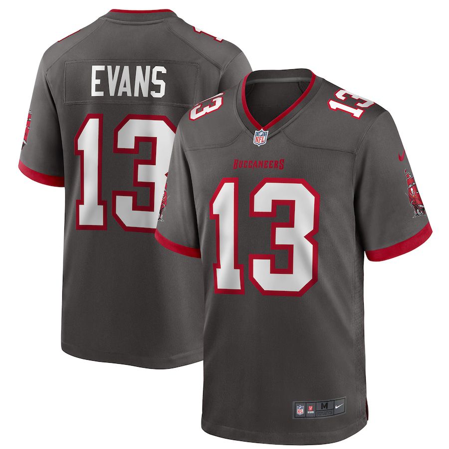 Men Tampa Bay Buccaneers 13 Mike Evans Nike Pewter Alternate Game NFL Jersey